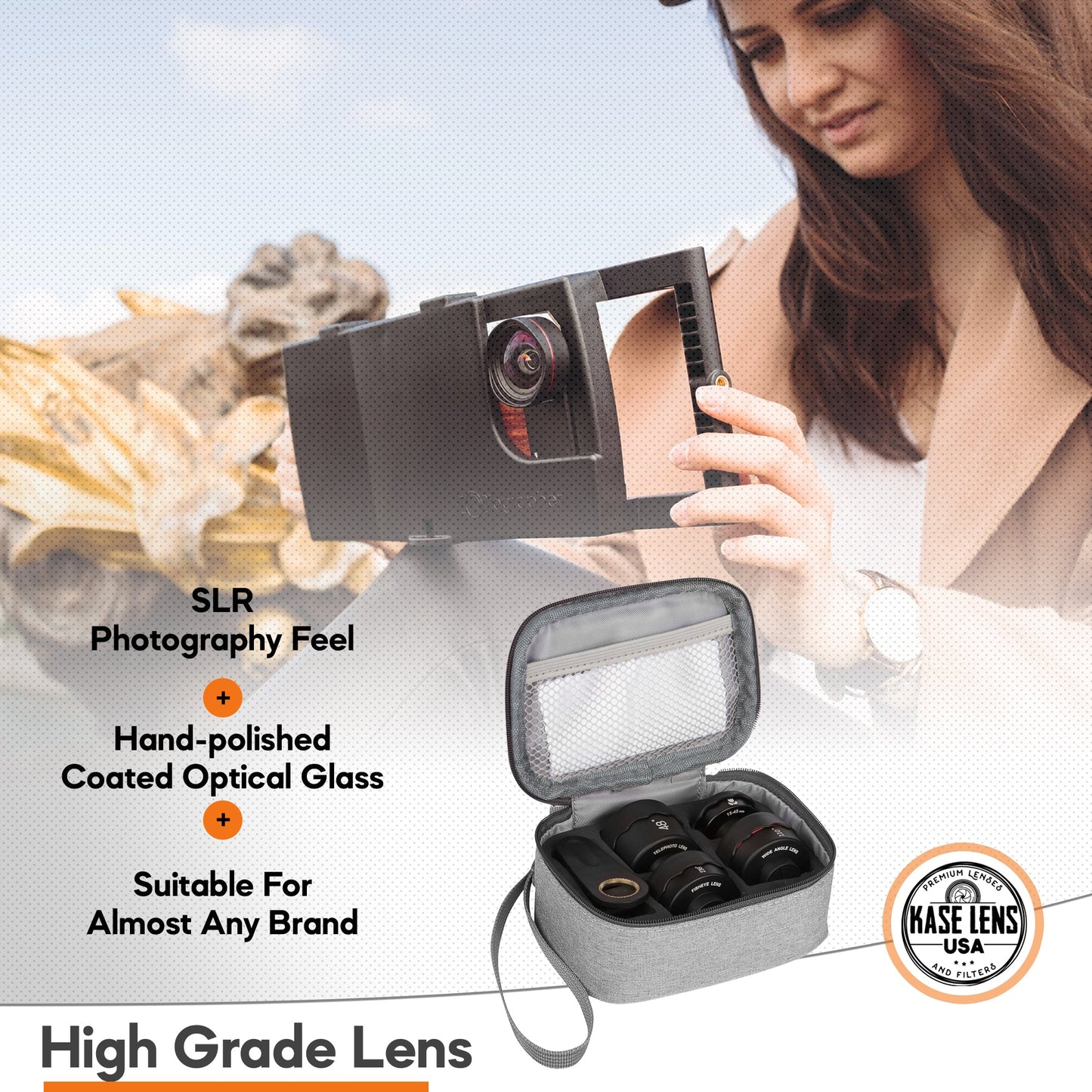 Kase Mobile Phone Lens II – 4 in 1 Kit | Wide Angle, Macro, Fisheye & 3X Telephoto