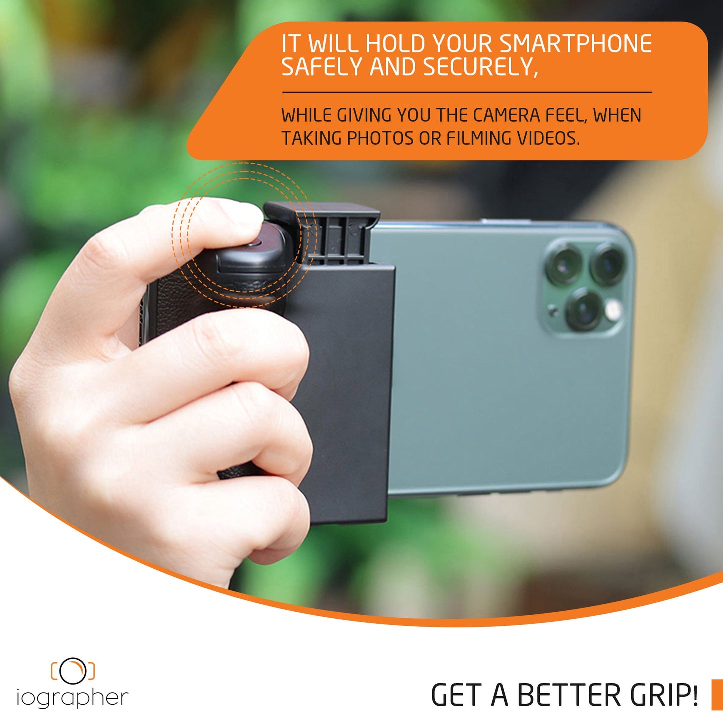 iOgrapher Grip for Smartphones | Removable Bluetooth Shutter Release & Tripod Mount